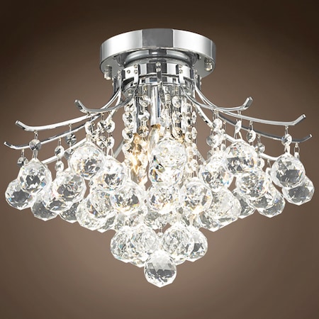 Joshua Marshal Contour 3 Light 16 Chrome Flush Mount With Clear Swarovski Crystals" 700935-012
